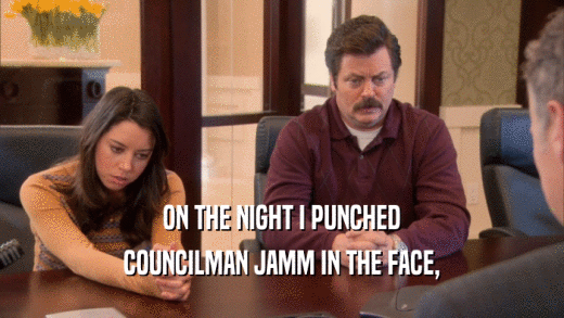 ON THE NIGHT I PUNCHED COUNCILMAN JAMM IN THE FACE, 