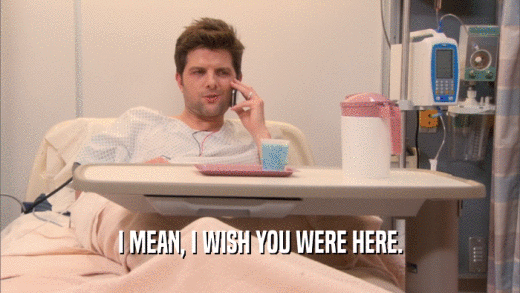 I MEAN, I WISH YOU WERE HERE.  