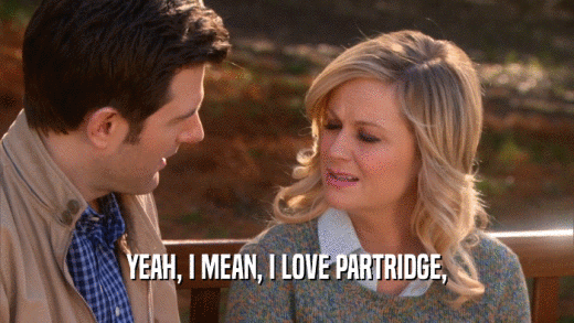 YEAH, I MEAN, I LOVE PARTRIDGE,
  