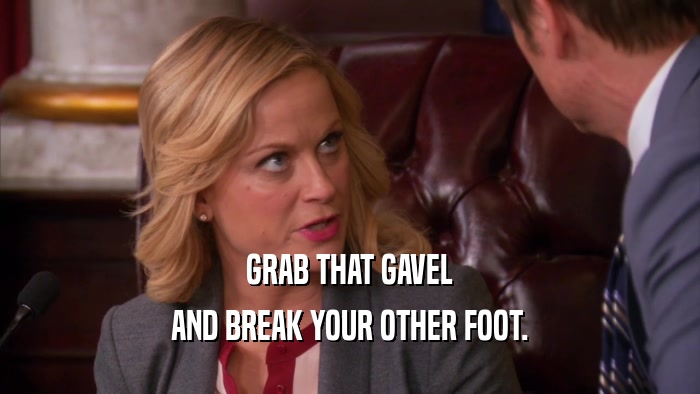 GRAB THAT GAVEL
 AND BREAK YOUR OTHER FOOT.
 