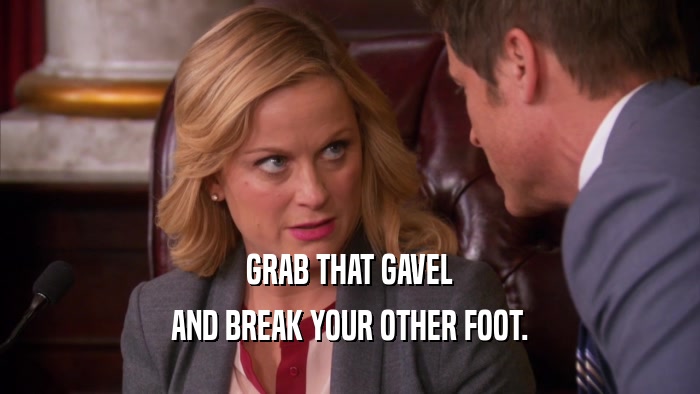 GRAB THAT GAVEL
 AND BREAK YOUR OTHER FOOT.
 