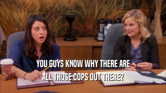 YOU GUYS KNOW WHY THERE ARE ALL THOSE COPS OUT THERE? 