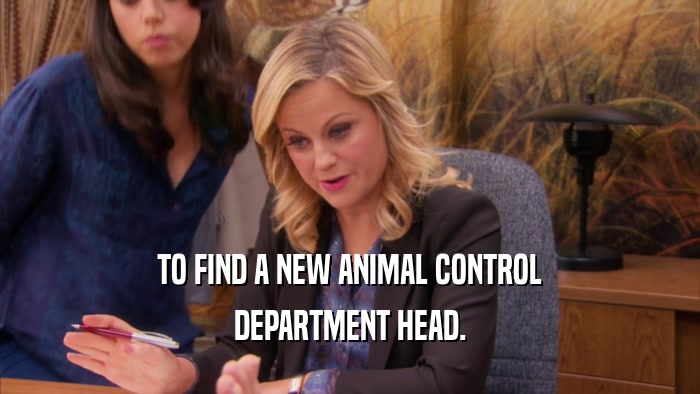 TO FIND A NEW ANIMAL CONTROL DEPARTMENT HEAD. 