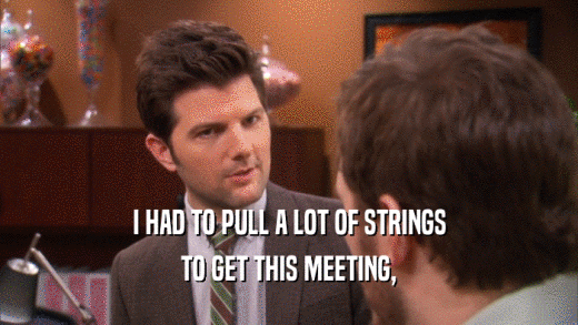 I HAD TO PULL A LOT OF STRINGS
 TO GET THIS MEETING,
 