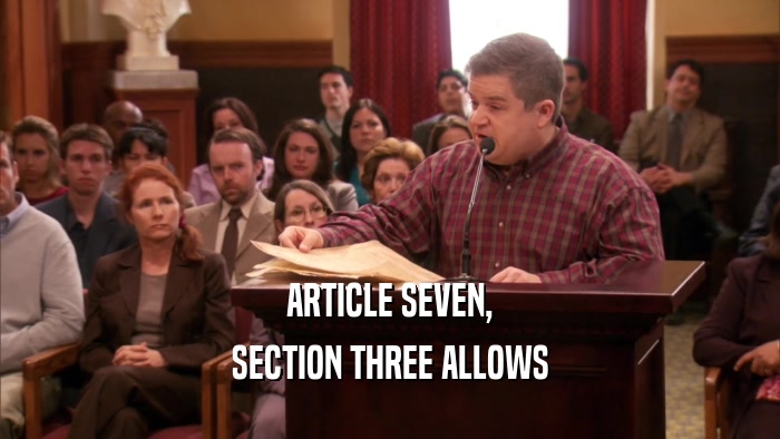 ARTICLE SEVEN, SECTION THREE ALLOWS 