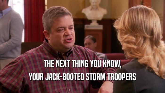 THE NEXT THING YOU KNOW, YOUR JACK-BOOTED STORM TROOPERS 