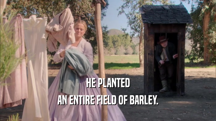 HE PLANTED
 AN ENTIRE FIELD OF BARLEY.
 