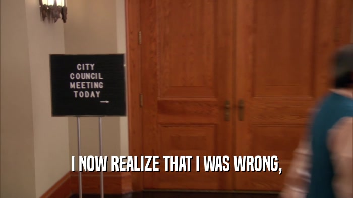 I NOW REALIZE THAT I WAS WRONG,  