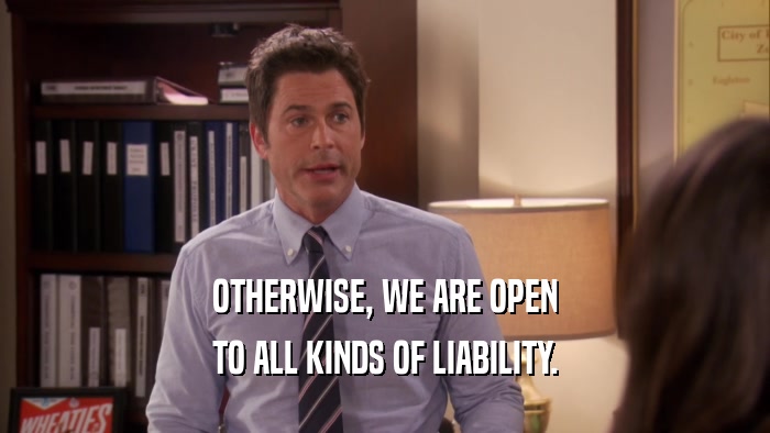 OTHERWISE, WE ARE OPEN TO ALL KINDS OF LIABILITY. 