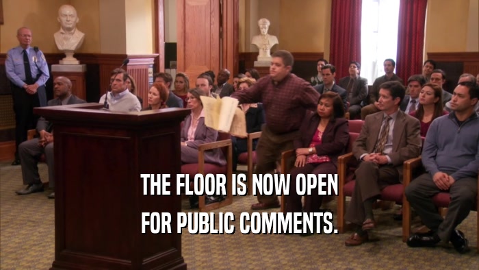 THE FLOOR IS NOW OPEN FOR PUBLIC COMMENTS. 