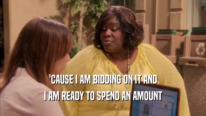 'CAUSE I AM BIDDING ON IT AND I AM READY TO SPEND AN AMOUNT 