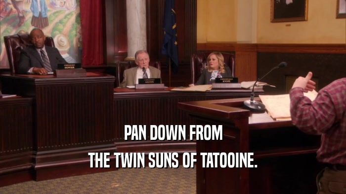PAN DOWN FROM THE TWIN SUNS OF TATOOINE. 