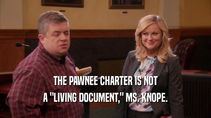 THE PAWNEE CHARTER IS NOT A 