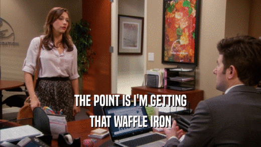 THE POINT IS I'M GETTING THAT WAFFLE IRON 