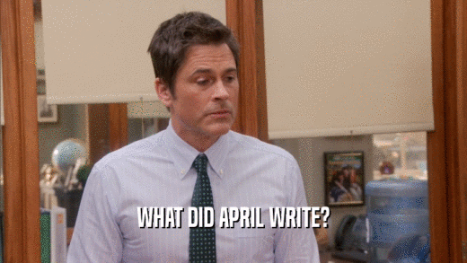 WHAT DID APRIL WRITE?  