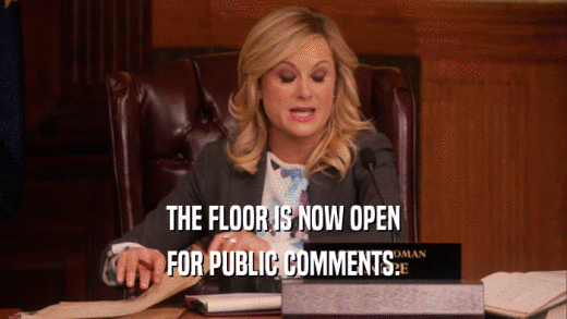 THE FLOOR IS NOW OPEN FOR PUBLIC COMMENTS. 