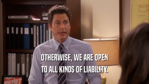 OTHERWISE, WE ARE OPEN TO ALL KINDS OF LIABILITY. 