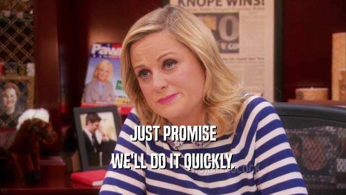 JUST PROMISE WE'LL DO IT QUICKLY. 