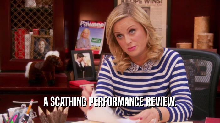A SCATHING PERFORMANCE REVIEW.  