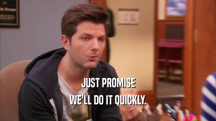 JUST PROMISE WE'LL DO IT QUICKLY. 