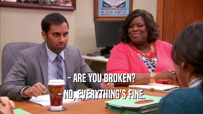 - ARE YOU BROKEN? - NO, EVERYTHING'S FINE. 