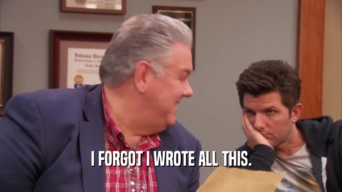 I FORGOT I WROTE ALL THIS.  