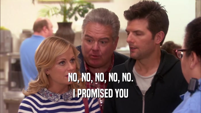 NO, NO, NO, NO, NO. I PROMISED YOU 