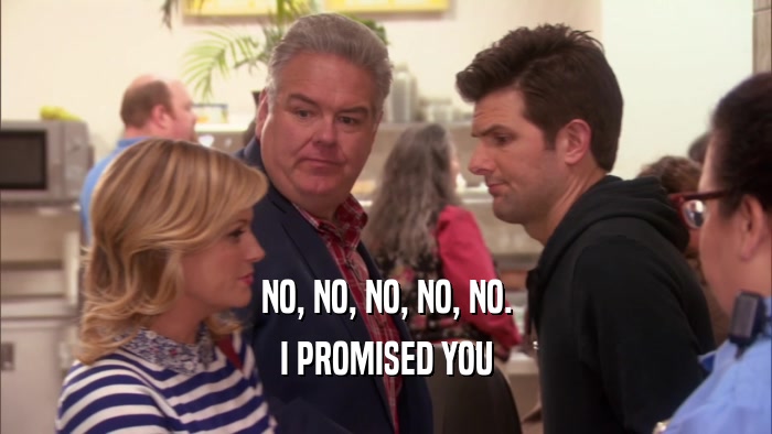NO, NO, NO, NO, NO. I PROMISED YOU 