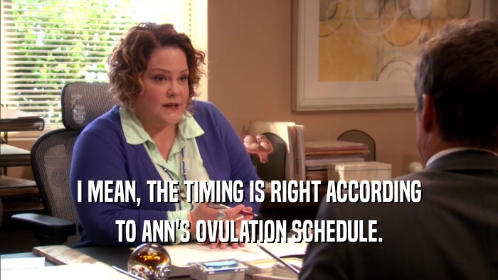 I MEAN, THE TIMING IS RIGHT ACCORDING TO ANN'S OVULATION SCHEDULE. 