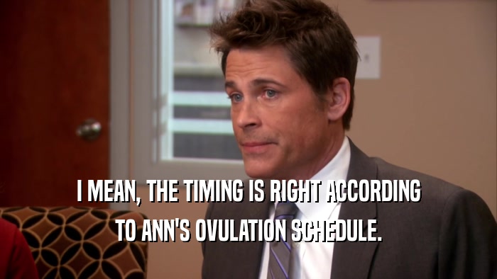 I MEAN, THE TIMING IS RIGHT ACCORDING TO ANN'S OVULATION SCHEDULE. 