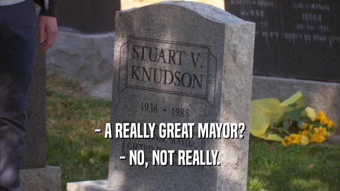 - A REALLY GREAT MAYOR? - NO, NOT REALLY. 