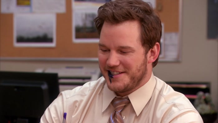 LOOK AT ANDY. THERE'S INK ALL OVER HIM. 