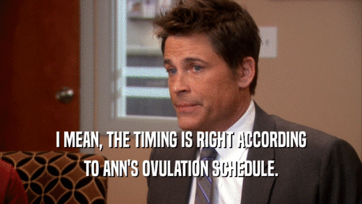 I MEAN, THE TIMING IS RIGHT ACCORDING TO ANN'S OVULATION SCHEDULE. 
