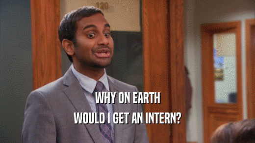 WHY ON EARTH
 WOULD I GET AN INTERN?
 