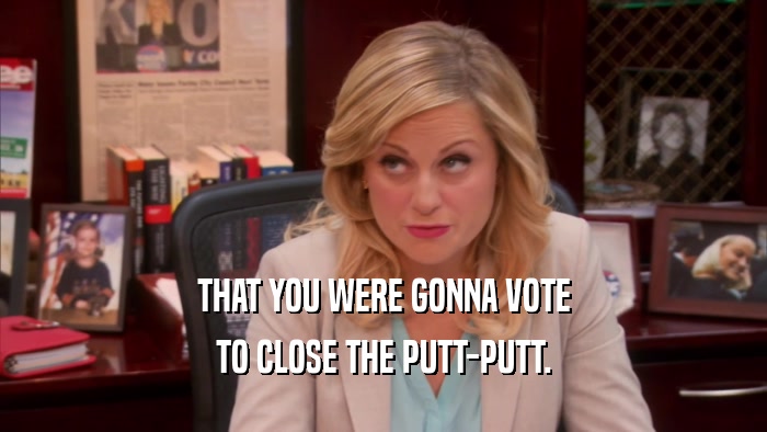 THAT YOU WERE GONNA VOTE TO CLOSE THE PUTT-PUTT. 