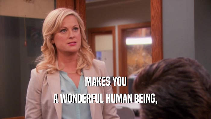 MAKES YOU A WONDERFUL HUMAN BEING, 