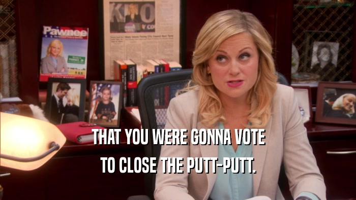 THAT YOU WERE GONNA VOTE TO CLOSE THE PUTT-PUTT. 