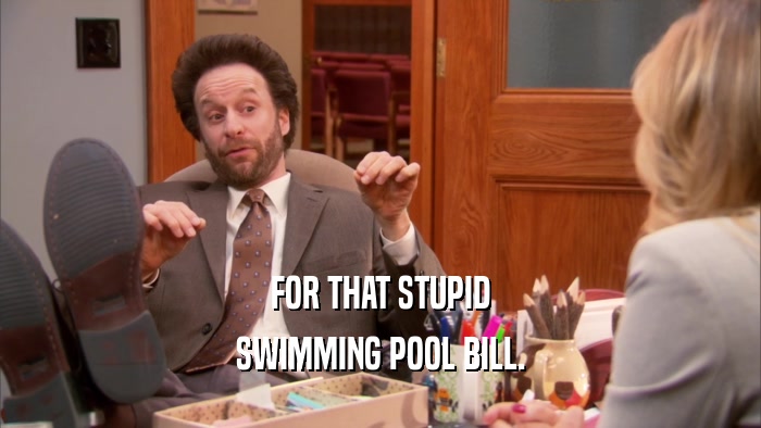 FOR THAT STUPID SWIMMING POOL BILL. 