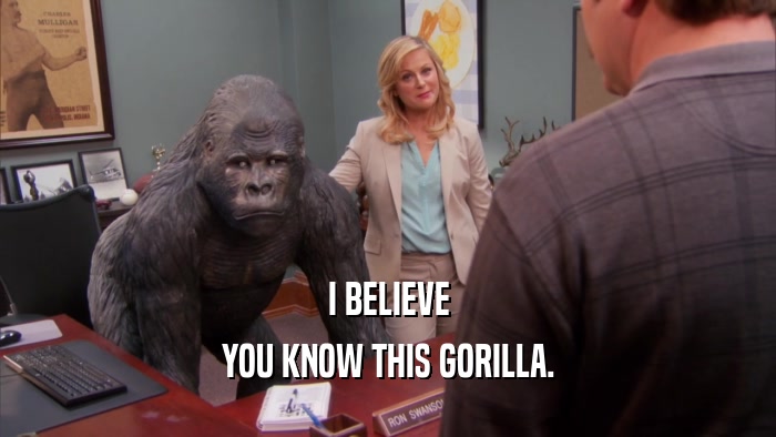 I BELIEVE YOU KNOW THIS GORILLA. 
