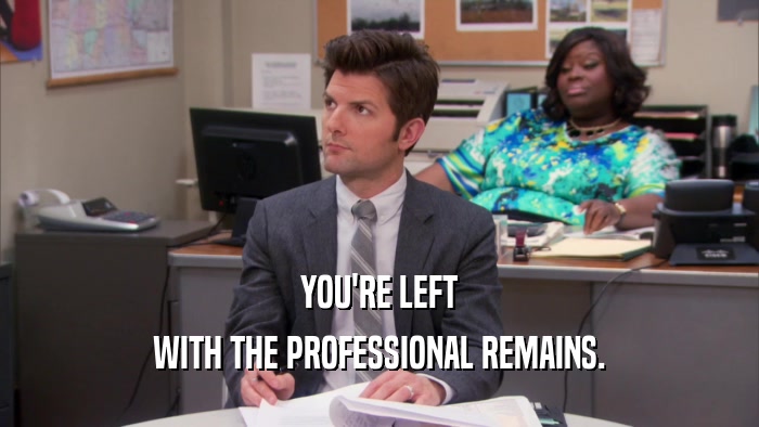 YOU'RE LEFT WITH THE PROFESSIONAL REMAINS. 