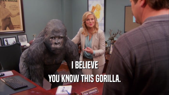 I BELIEVE YOU KNOW THIS GORILLA. 