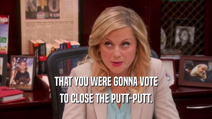 THAT YOU WERE GONNA VOTE TO CLOSE THE PUTT-PUTT. 