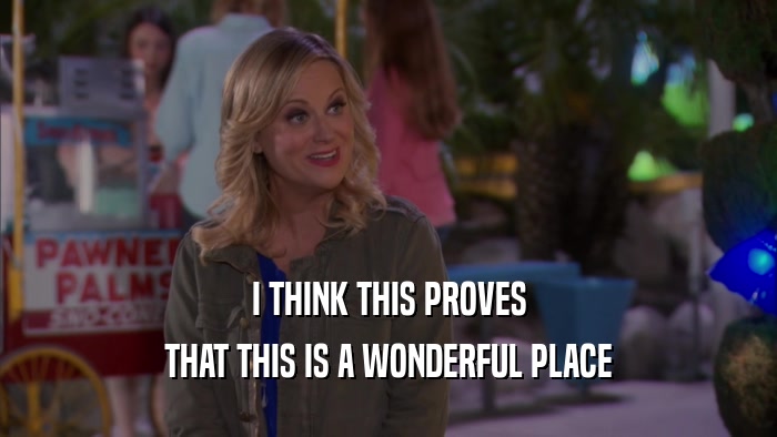 I THINK THIS PROVES THAT THIS IS A WONDERFUL PLACE 