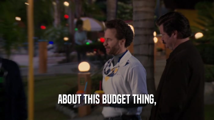 ABOUT THIS BUDGET THING,  