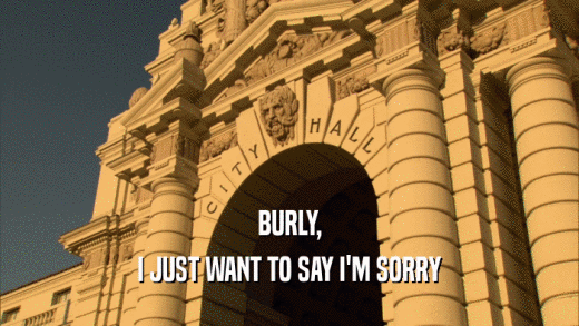 BURLY,
 I JUST WANT TO SAY I'M SORRY
 