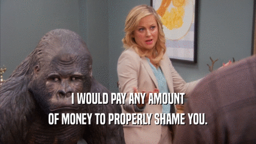 I WOULD PAY ANY AMOUNT OF MONEY TO PROPERLY SHAME YOU. 