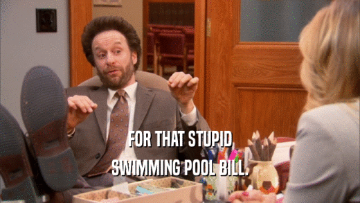 FOR THAT STUPID
 SWIMMING POOL BILL.
 