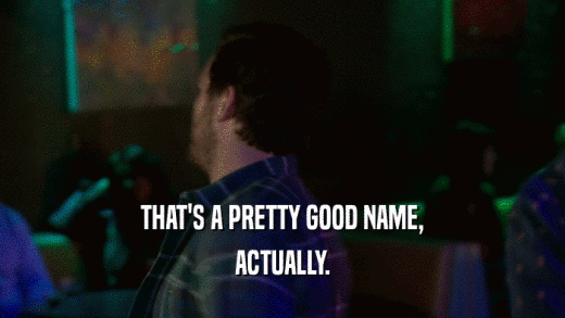 THAT'S A PRETTY GOOD NAME, ACTUALLY. 