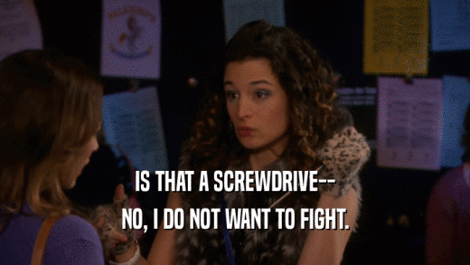 IS THAT A SCREWDRIVE-- NO, I DO NOT WANT TO FIGHT. 