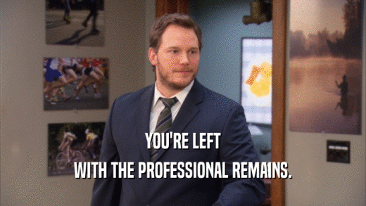 YOU'RE LEFT WITH THE PROFESSIONAL REMAINS. 
